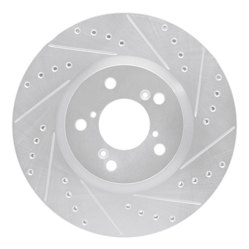 R1 06-14 Honda Ridgeline Front Right Drilled & Slotted Silver Brake Rotor