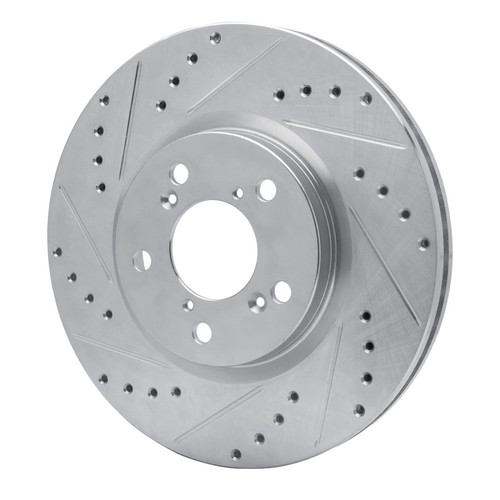 R1 06-14 Honda Ridgeline Front Left Drilled & Slotted Silver Brake Rotor