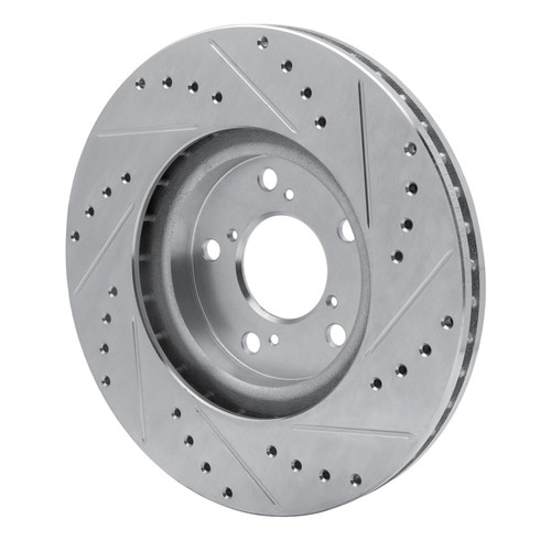 R1 06-14 Honda Ridgeline Front Left Drilled & Slotted Silver Brake Rotor
