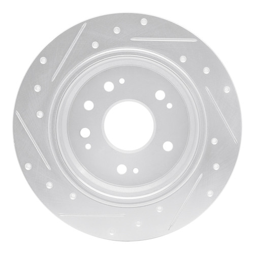 R1 02-04 Honda CR-V Rear Right Drilled & Slotted Silver Brake Rotor