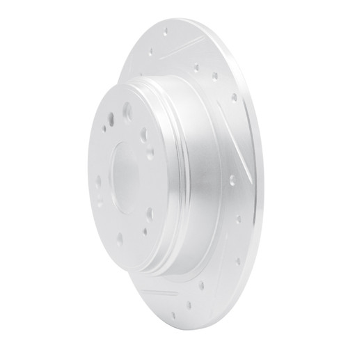 R1 02-04 Honda CR-V Rear Left Drilled & Slotted Silver Brake Rotor