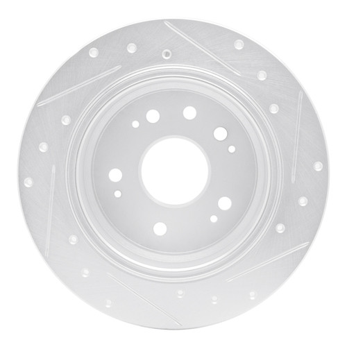 R1 02-04 Honda CR-V Rear Left Drilled & Slotted Silver Brake Rotor