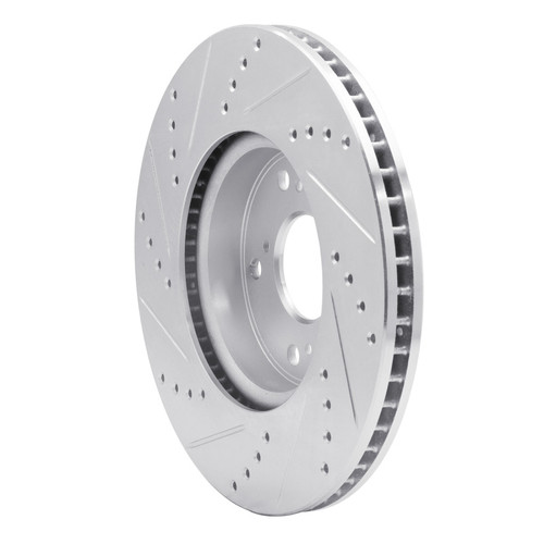 R1 13-22 Honda Accord Sedan Front Right Drilled & Slotted Silver Brake Rotor