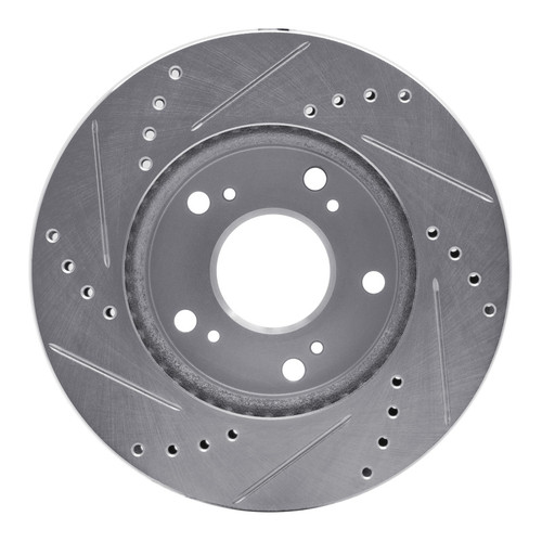R1 12-15 Acura ILX Front Right Drilled & Slotted Silver Brake Rotor