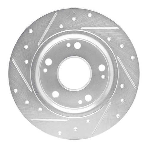 R1 11-15 Honda CR-Z Rear Right Drilled & Slotted Silver Brake Rotor