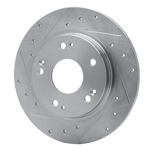 R1 11-15 Honda CR-Z Rear Left Drilled & Slotted Silver Brake Rotor