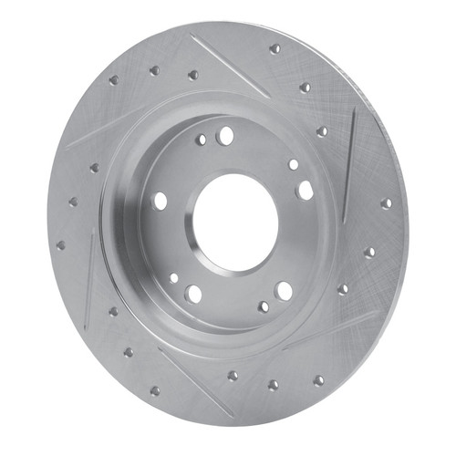 R1 11-15 Honda CR-Z Rear Left Drilled & Slotted Silver Brake Rotor