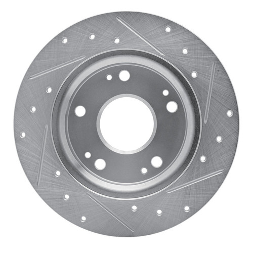 R1 11-15 Honda CR-Z Rear Left Drilled & Slotted Silver Brake Rotor