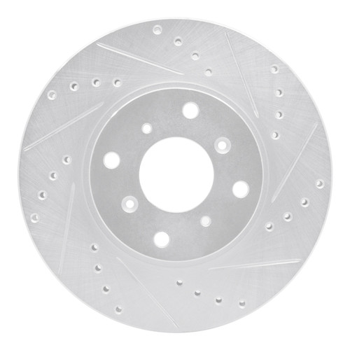 R1 92-96 Honda Prelude Front Right Drilled & Slotted Silver Brake Rotor