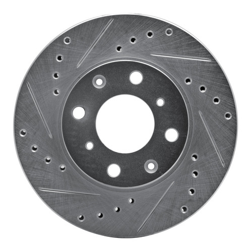 R1 86-91 Acura Integra Front Left Drilled & Slotted Silver Brake Rotor