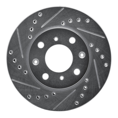 R1 84-90 Honda Accord Sedan Front Left Drilled & Slotted Silver Brake Rotor