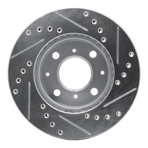 R1 84-90 Honda Accord Sedan Front Left Drilled & Slotted Silver Brake Rotor
