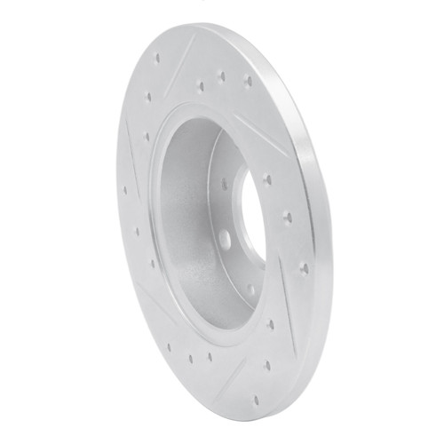 R1 84-87 Honda Civic Front Right Drilled & Slotted Silver Brake Rotor