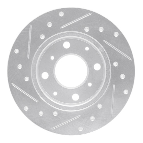 R1 84-87 Honda Civic Front Right Drilled & Slotted Silver Brake Rotor