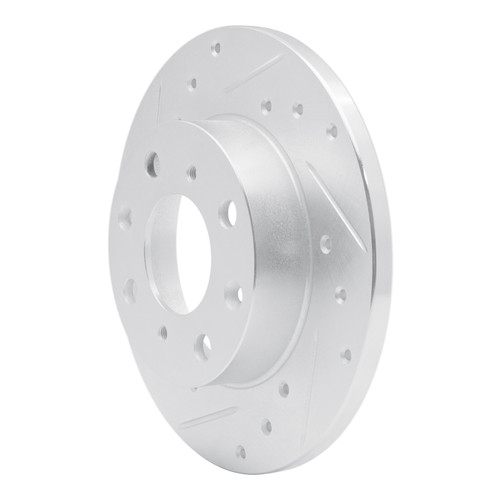 R1 84-87 Honda Civic Hatchback Front Left Drilled & Slotted Silver Brake Rotor