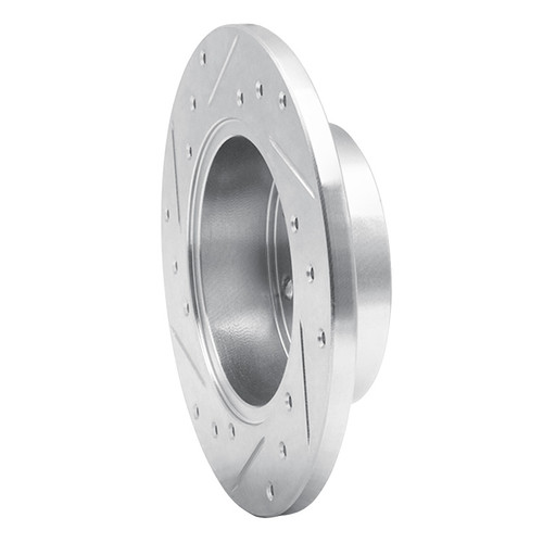 R1 79-83 Honda Civic Sedan Front Right Drilled & Slotted Silver Brake Rotor