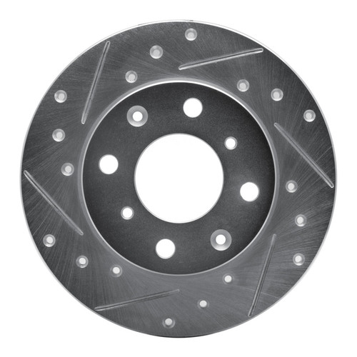 R1 79-83 Honda Civic Sedan Front Left Drilled & Slotted Silver Brake Rotor