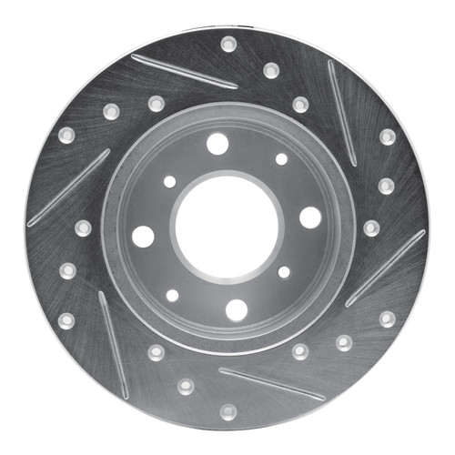 R1 79-83 Honda Civic Sedan Front Left Drilled & Slotted Silver Brake Rotor