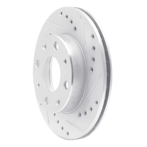 R1 84-06 Honda Insight Front Right Drilled & Slotted Silver Brake Rotor