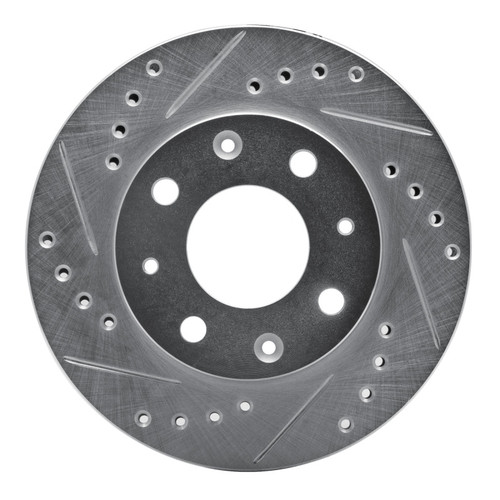 R1 84-06 Honda CRX Front Left Drilled & Slotted Silver Brake Rotor