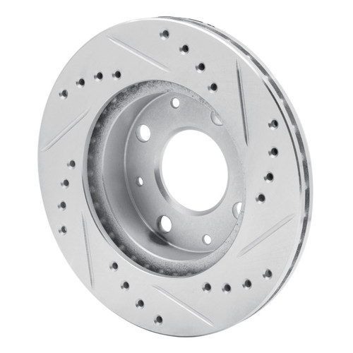 R1 84-06 Honda CRX Front Left Drilled & Slotted Silver Brake Rotor