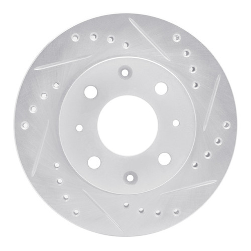 R1 82-83 Honda Civic Hatchback Front Right Drilled & Slotted Silver Brake Rotor