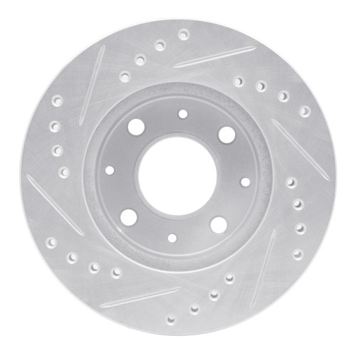 R1 82-83 Honda Civic Hatchback Front Right Drilled & Slotted Silver Brake Rotor