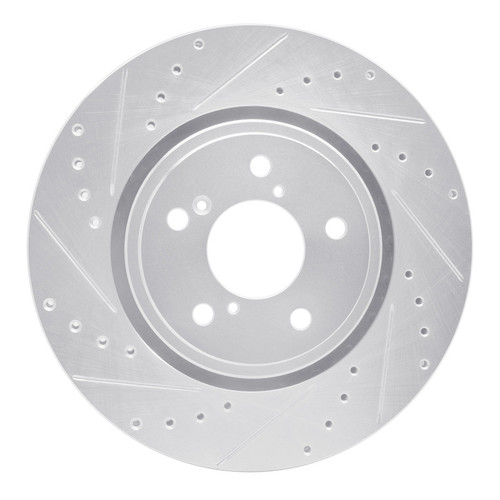 R1 17-20 Acura MDX Front Left Drilled & Slotted Silver Brake Rotor