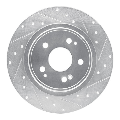 R1 17-20 Acura MDX Rear Right Drilled & Slotted Silver Brake Rotor