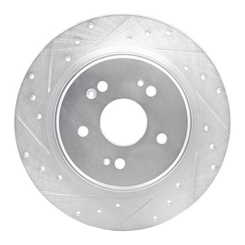 R1 15-25 Acura TLX Rear Left Drilled & Slotted Silver Brake Rotor