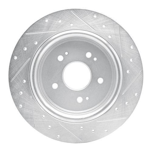 R1 15-25 Acura TLX Rear Left Drilled & Slotted Silver Brake Rotor