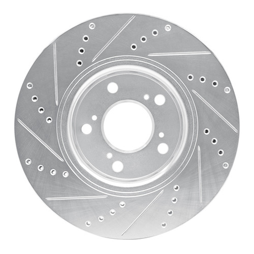 R1 14-20 Acura RLX Front Right Drilled & Slotted Silver Brake Rotor