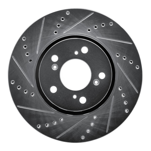 R1 14-20 Acura RLX Front Left Drilled & Slotted Silver Brake Rotor