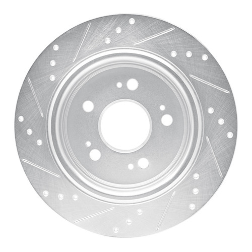 R1 14-20 Acura RLX Rear Right Drilled & Slotted Silver Brake Rotor