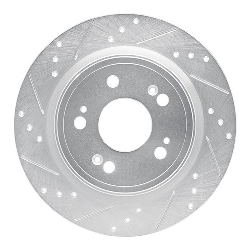 R1 14-20 Acura RLX Rear Left Drilled & Slotted Silver Brake Rotor