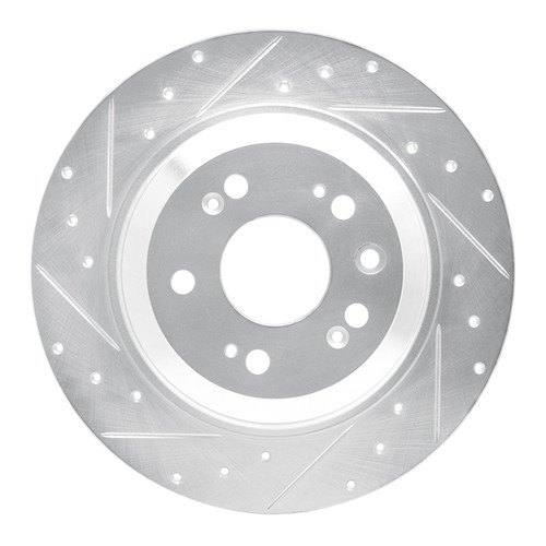 R1 09-14 Acura TL Rear Left Drilled & Slotted Silver Brake Rotor