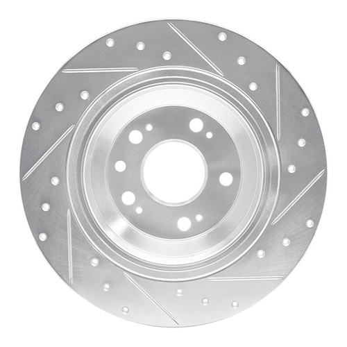 R1 09-14 Acura TL Rear Left Drilled & Slotted Silver Brake Rotor