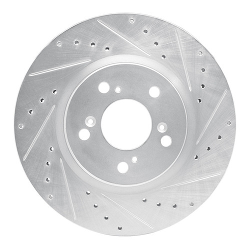 R1 05-12 Acura RL Front Right Drilled & Slotted Silver Brake Rotor