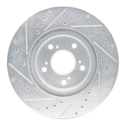 R1 05-12 Acura RL Front Right Drilled & Slotted Silver Brake Rotor
