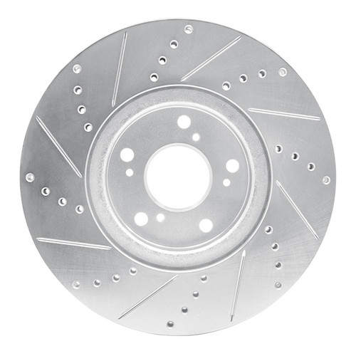 R1 04-08 Acura TL Front Right Drilled & Slotted Silver Brake Rotor
