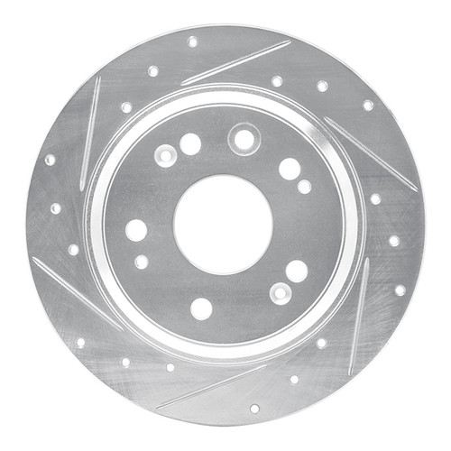R1 02-04 Acura RL Rear Left Drilled & Slotted Silver Brake Rotor