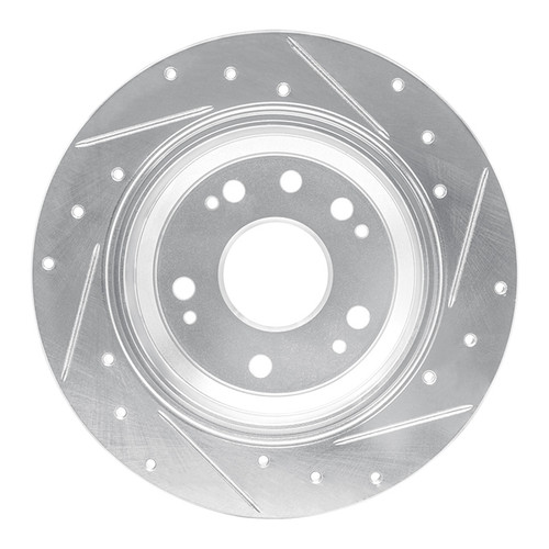 R1 02-04 Acura RL Rear Left Drilled & Slotted Silver Brake Rotor