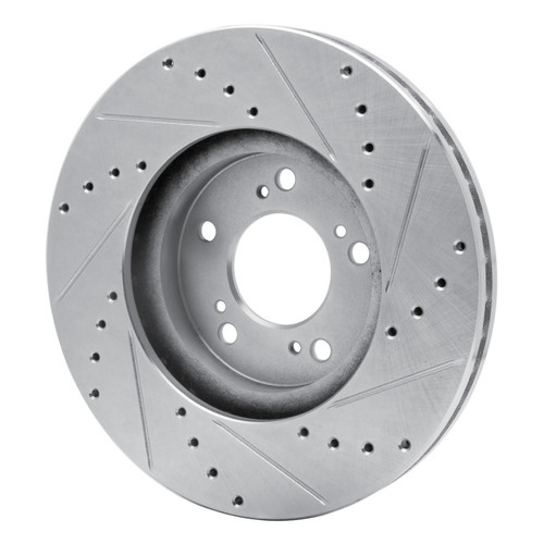 R1 99-04 Acura RL Front Left Drilled & Slotted Silver Brake Rotor