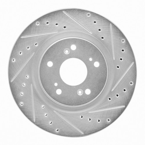 R1 97-05 Acura NSX Rear Right Drilled & Slotted Silver Brake Rotor