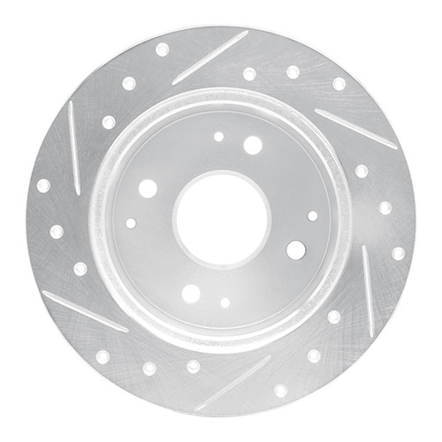 R1 95-98 Acura TL Rear Right Drilled & Slotted Silver Brake Rotor