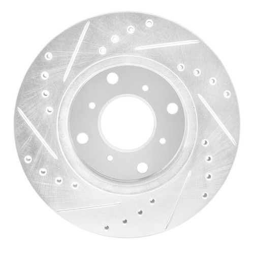 R1 86-87 Acura Legend Front Right Drilled & Slotted Silver Brake Rotor