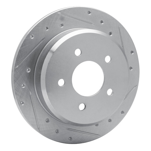 R1 96-02 Ford Crown Victoria Rear Right Drilled & Slotted Silver Brake Rotor