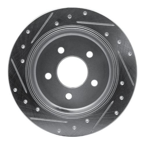 R1 96-02 Ford Crown Victoria Rear Right Drilled & Slotted Silver Brake Rotor