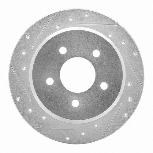 R1 96-02 Ford Crown Victoria Rear Left Drilled & Slotted Silver Brake Rotor