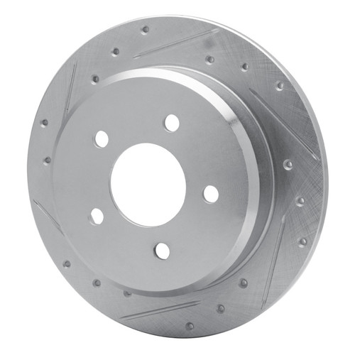 R1 96-02 Ford Crown Victoria Rear Left Drilled & Slotted Silver Brake Rotor